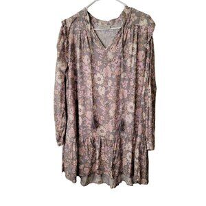 Dress Forum Los Angeles Small Dress Gray Floral Shift Long Sleeve